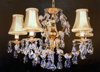 The glorious traditional Eva-Maria 113-6 is a sparkling crystal chandelier with shades, the creator of the atmosphere, the ceiling lamp in every home.